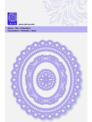 cArt- Us rezalna in embossing šablona- ovalni okvir, ornament, 108-122 mm