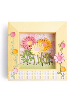 Rezalna šablona Sizzix Thinlits 7kos - Shadowbox Frames #1, pomladanski okras, pomlad, okvir, rože, ograja_0630454281726